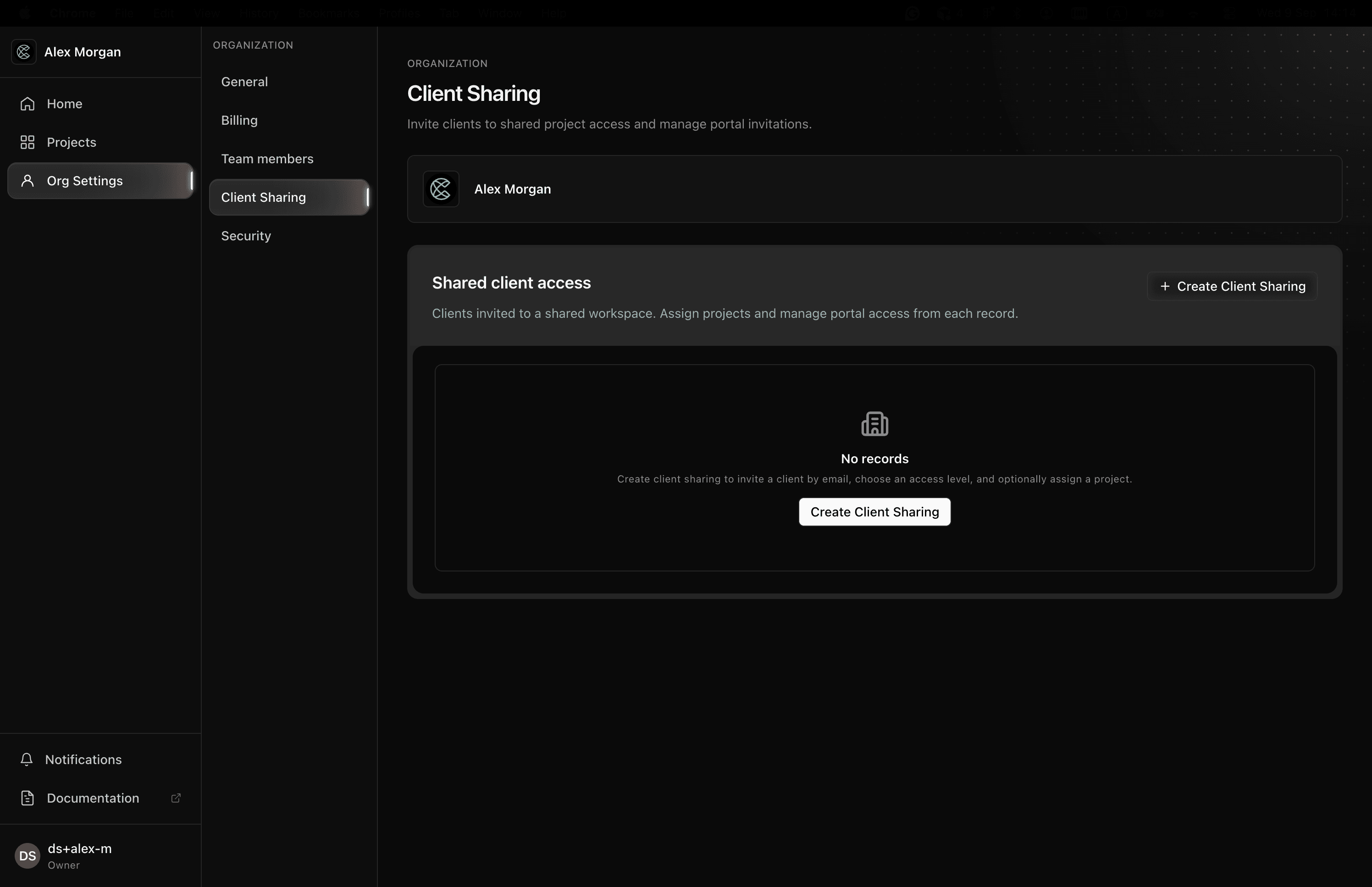 Client Sharing in the Cintesa dashboard