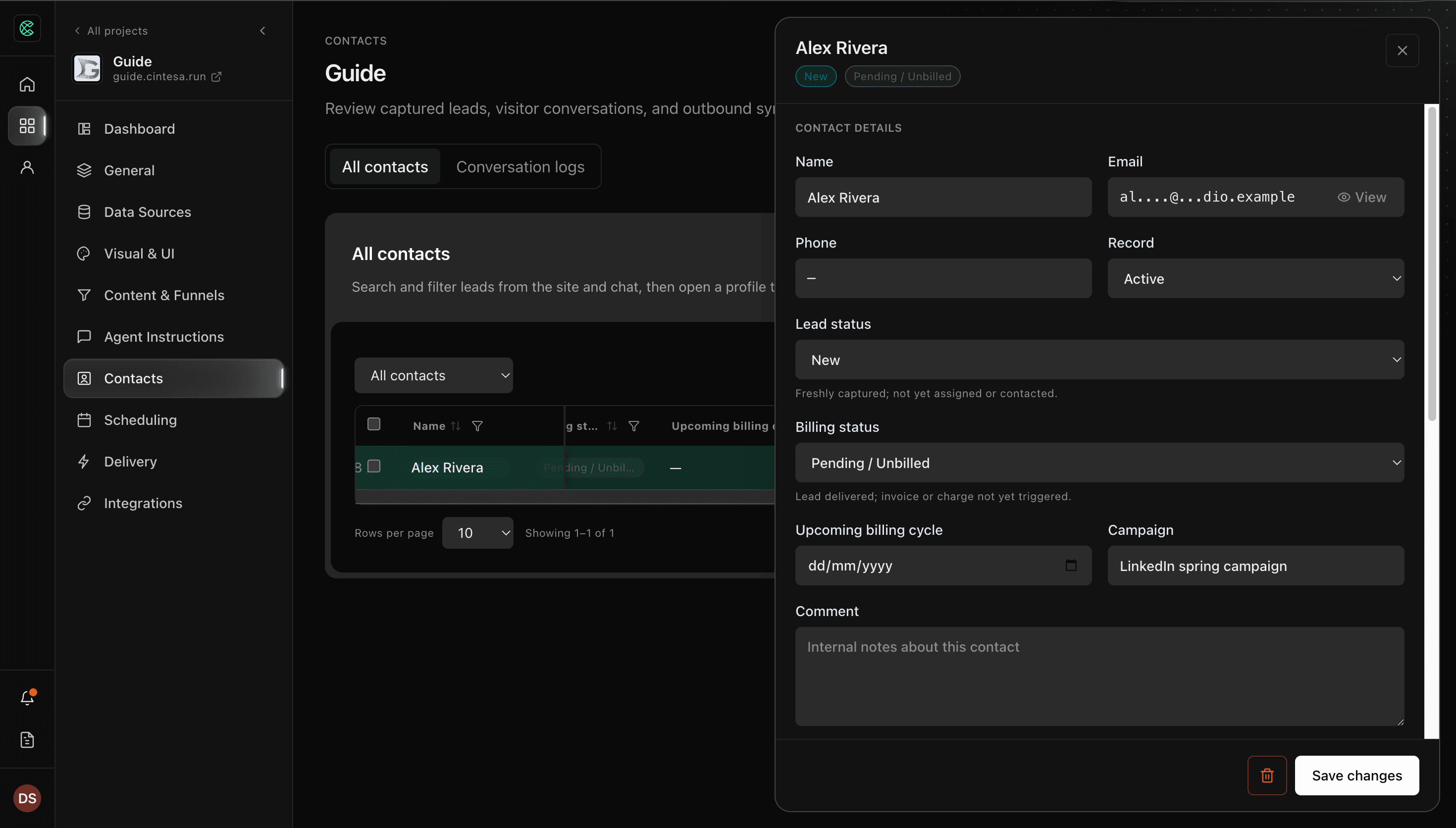 Contact profile with Campaign