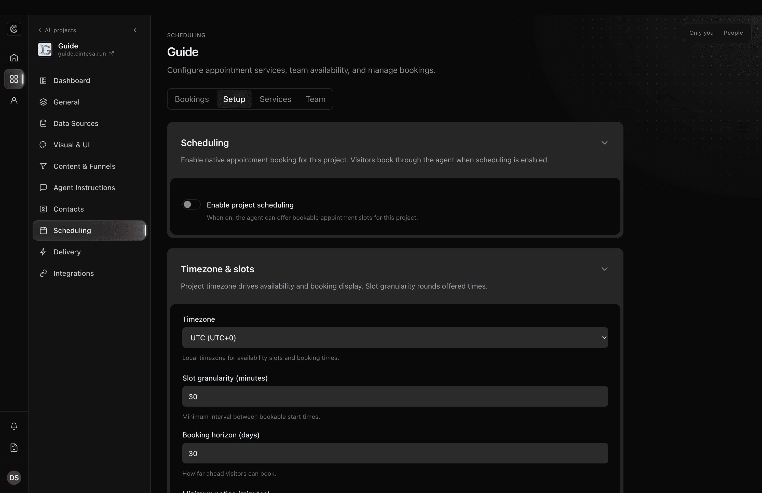 Scheduling Setup