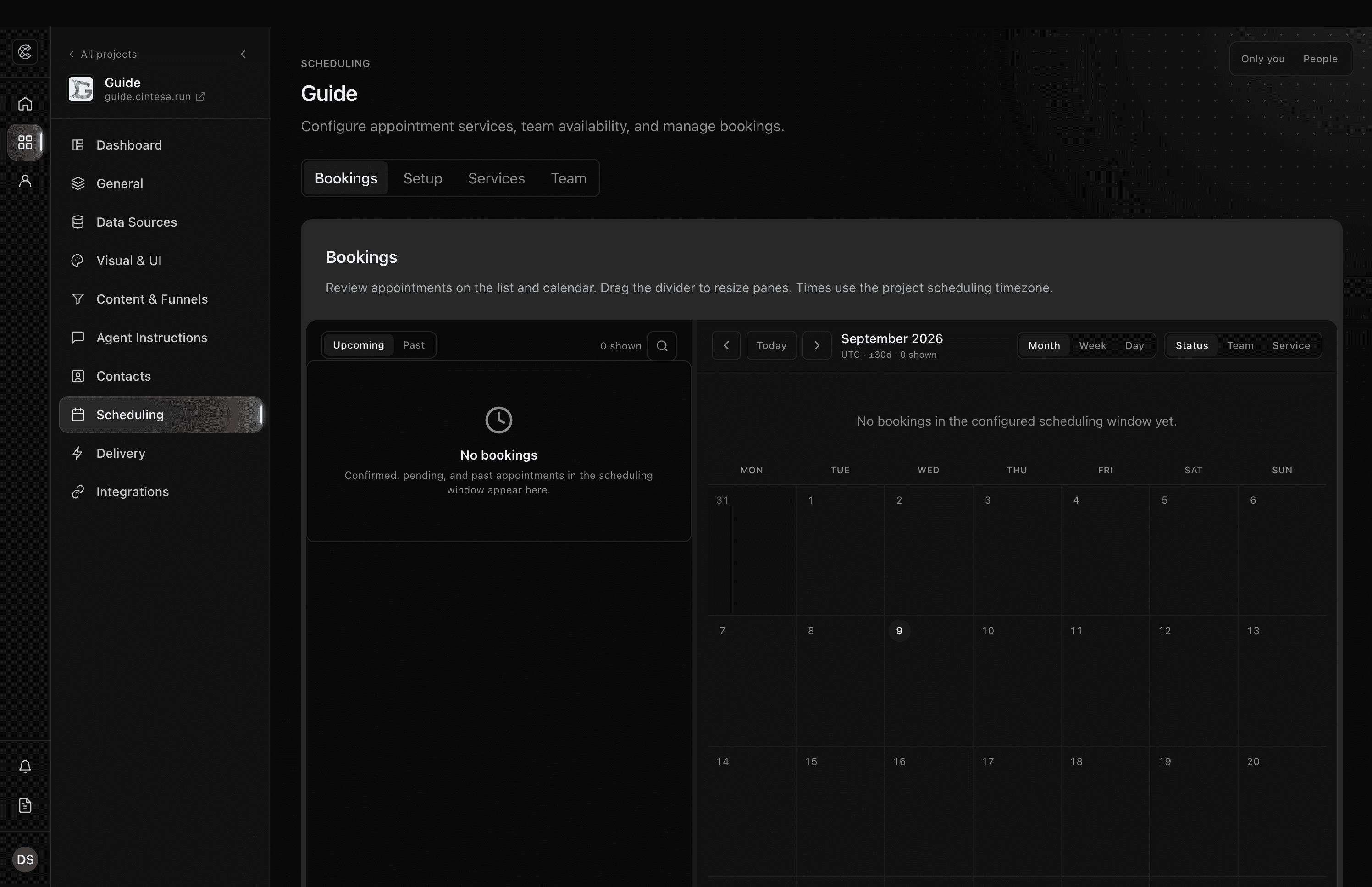 Scheduling in the Cintesa dashboard